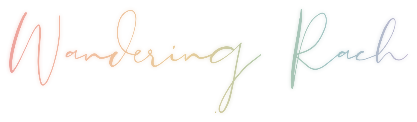 Wandering Rach hand-lettered watercolor wordmark logo